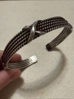 Sterling Silver 925 Twisted Rope Cuff Bracelet flexible Piece